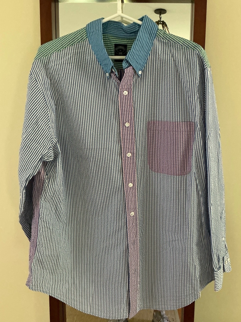 Men’s Brooks Brothers seersucker multi stripe Fun Shirt sz XL